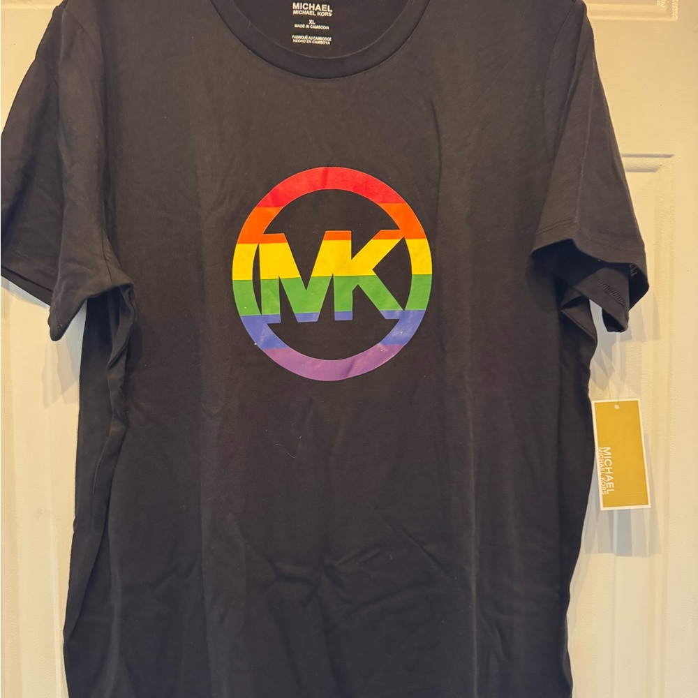 Michael Kors Black Tee with Vibrant MK Emblem